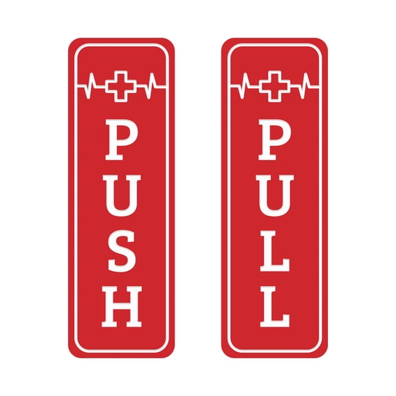 Signs ByLITA Vertical Push and Pull Door Signs (Medical Vectors) Door Sign (Red) - Large