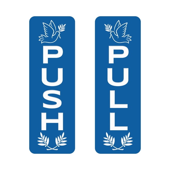 Signs ByLITA Vertical Push and Pull Door Signs (Peace Doves) Door Sign (Blue) - Medium