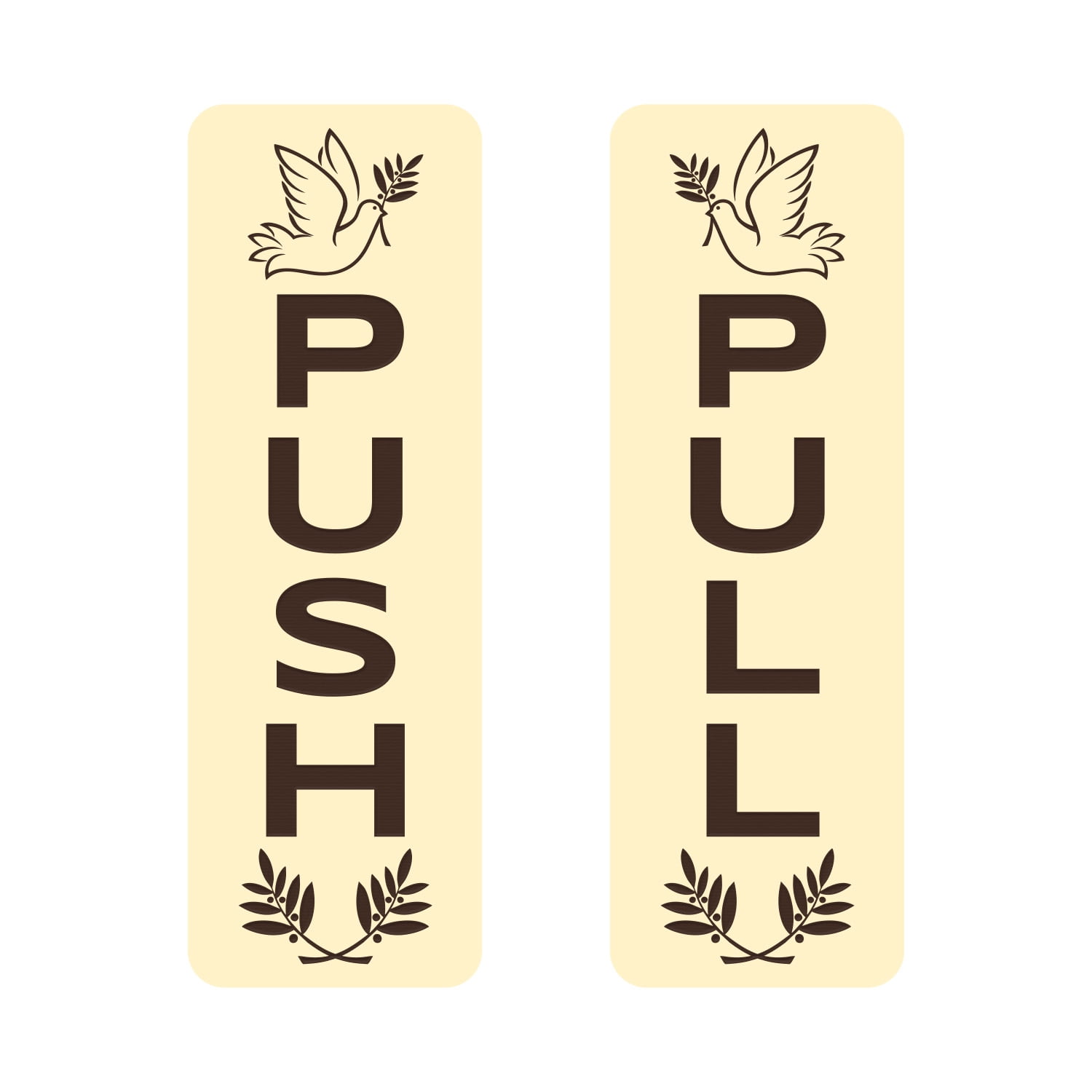 Push Sign Brown Signs ByLITA Vertical Push and Pull Door Signs (Peace Doves) Door Sign ...