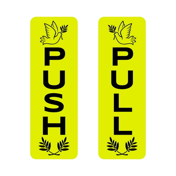 Signs ByLITA Vertical Push and Pull Door Signs (Peace Doves) Door Sign (Yellow / Black) - Medium