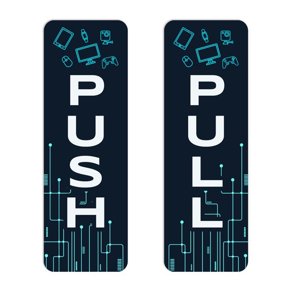 Signs ByLITA Vertical Push and Pull Door Signs (Technology and Computer Store)- Large