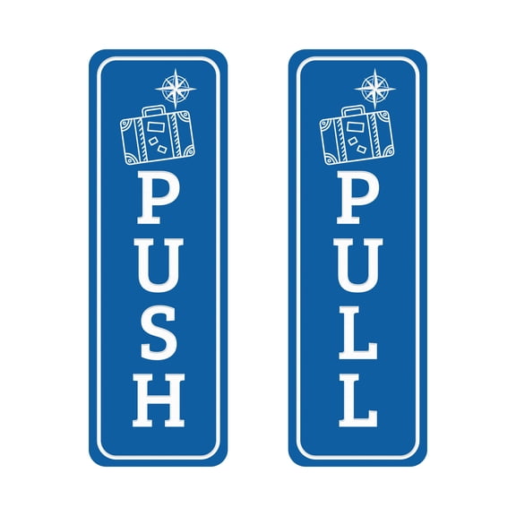 Signs ByLITA Vertical Push and Pull Door Signs (Travel) Door Sign (Blue) - Large