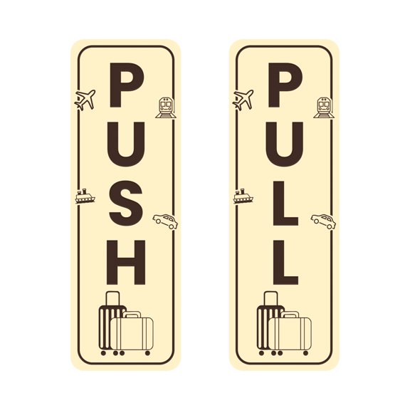 Signs ByLITA Vertical Push and Pull Door Signs (Vacation) Door Sign (Ivory/Dark Brown) - Small