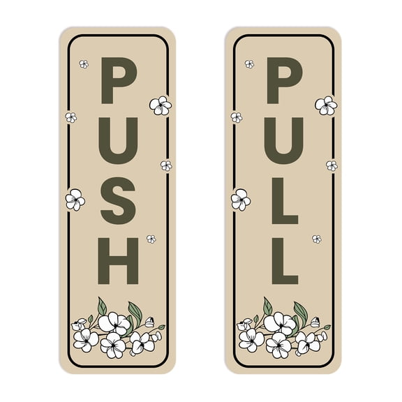 Signs ByLITA Vertical Push and Pull Door Signs (White Daisy Floral Design)- Small