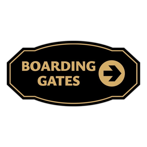 Signs ByLITA Victorian Boarding Gates ABS Plastic | Laser Engraved | Easy Installation | Elegant Design Sign (Black /Gold) - Small