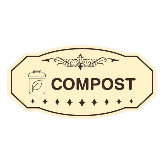 Signs ByLITA Victorian Compost Sign (Ivory/Dark Brown) - Small