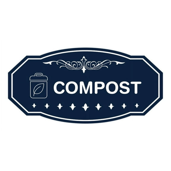 Signs ByLITA Victorian Compost Sign (Navy Blue / White) - Large