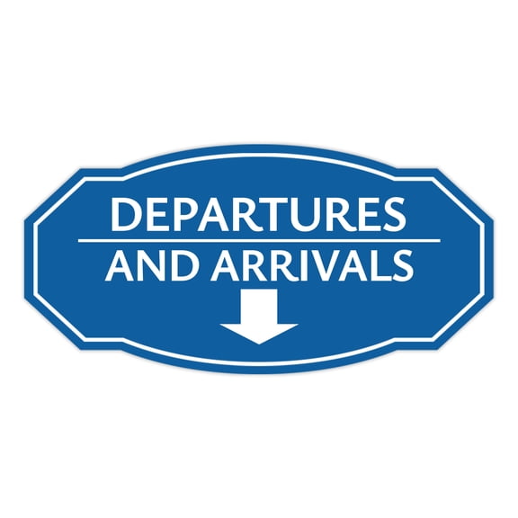 Signs ByLITA Victorian Departures and Arrivals ABS Plastic | Laser Engraved | Easy Installation | Elegant Design Sign (Blue) - Small