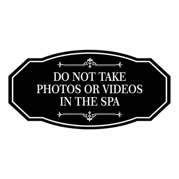 Signs ByLITA Victorian Do not Take Photos Or Videos In The Spa Sign (Black) - Medium