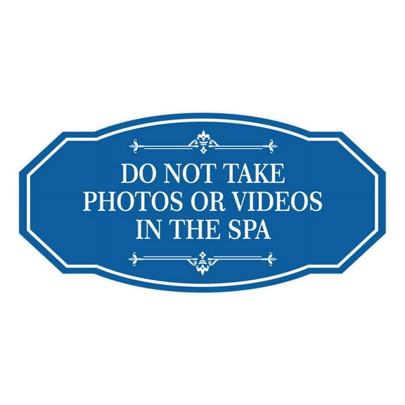 Signs ByLITA Victorian Do not Take Photos Or Videos In The Spa Sign (Blue) - Small