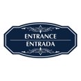 thumbnail image 1 of Signs ByLITA Victorian Entrance-Entrada Bilingual Sign (Navy Blue / White) - Small, 1 of 7