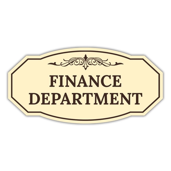 Signs ByLITA Victorian Finance Department Graphic Sign (Ivory/Dark Brown) - Small