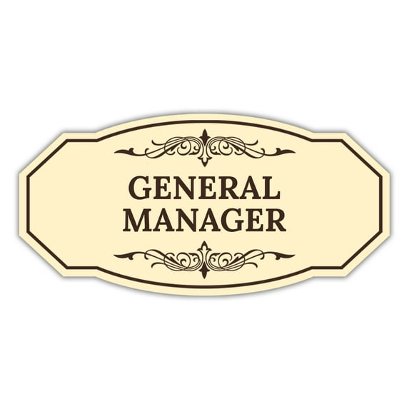 Signs ByLITA Victorian General Manager Graphic Sign (Ivory/Dark Brown) - Medium