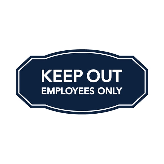 Signs ByLITA Victorian Keep Out Employees Only Business Sign (Navy Blue / White) - Small