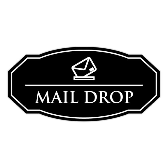 Signs ByLITA Victorian Mail Drop Durable ABS Plastic | Laser Engraved | Easy Installation | Elegant Design Sign (Black) - Small
