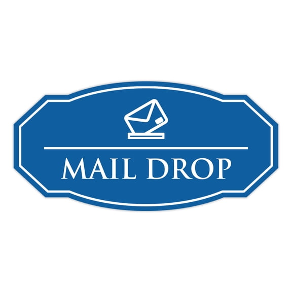 Signs ByLITA Victorian Mail Drop Durable ABS Plastic | Laser Engraved | Easy Installation | Elegant Design Sign (Blue) - Small