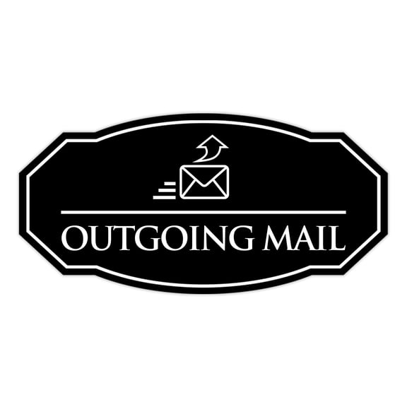 Signs ByLITA Victorian Outgoing Mail Durable ABS Plastic | Laser Engraved | Easy Installation | Elegant Design Sign (Black) - Medium
