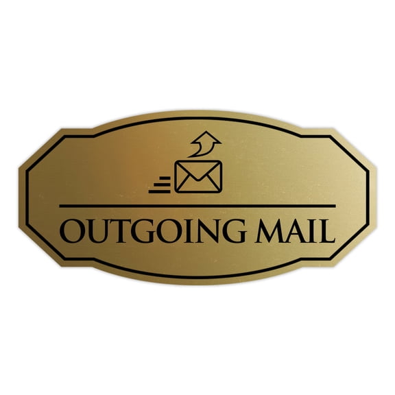 Signs ByLITA Victorian Outgoing Mail Durable ABS Plastic | Laser Engraved | Easy Installation | Elegant Design Sign (Brushed Gold) - Small