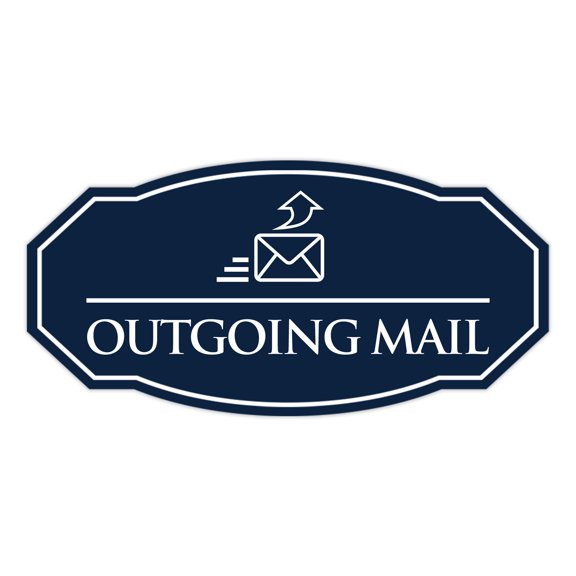 Signs ByLITA Victorian Outgoing Mail Durable ABS Plastic | Laser Engraved | Easy Installation | Elegant Design Sign (Navy Blue / White) - Small