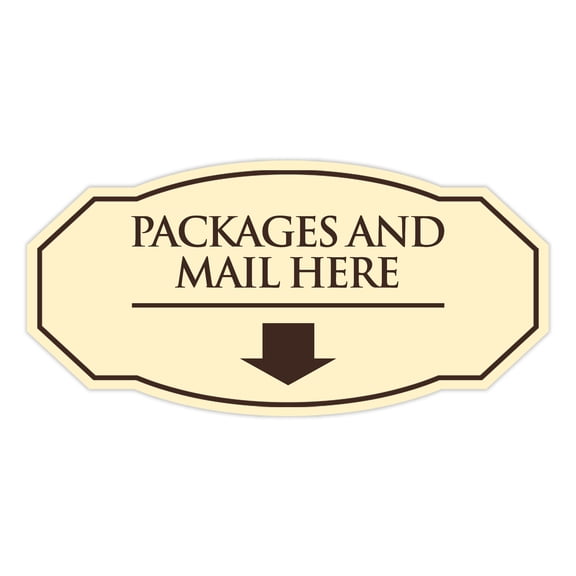 Signs ByLITA Victorian Packages and Mail here Durable ABS Plastic | Laser Engraved | Easy Installation | Elegant Design Sign (Ivory/Dark Brown) - Small