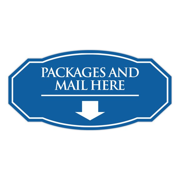Signs ByLITA Victorian Packages and Mail here Durable ABS Plastic | Laser Engraved | Easy Installation | Elegant Design Sign (Blue) - Small