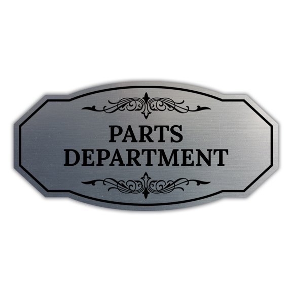 Signs ByLITA Victorian Parts Department Graphic Sign (Brushed Silver) - Small