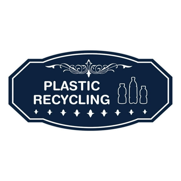 Signs ByLITA Victorian Plastic Recycling Sign (Navy Blue / White) - Large