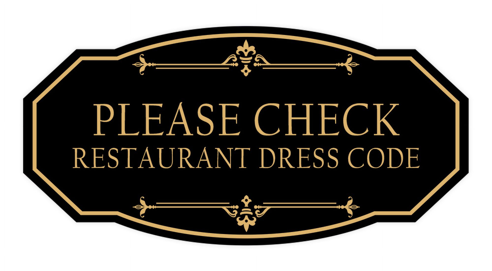 Signs ByLITA Victorian Please Check Restaurant Dress Code Sign Black Signs ByLITA Victorian Please Check Restaurant Dress Code Sign Black
