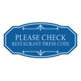 thumbnail image 1 of Signs ByLITA Victorian Please Check Restaurant Dress Code Sign (Blue) - Small, 1 of 1