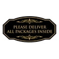 thumbnail image 1 of Signs ByLITA Victorian Please Deliver All Packages Inside Durable ABS Plastic | Laser Engraved | Easy Installation | Elegant Design Sign (Black /Gold) - Small, 1 of 8