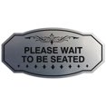 thumbnail image 1 of Signs ByLITA Victorian Please Wait To Be Seated Sign - Laser-Engraved Lettering | Durable ABS Plastic | Vibrant Colors | Powerful Foam Tape (Brushed Silver) - Small, 1 of 3