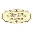 thumbnail image 1 of Signs ByLITA Victorian Please Wear Clean Flip Flops Or Slippers Sign (Ivory/Dark Brown) - Medium, 1 of 1