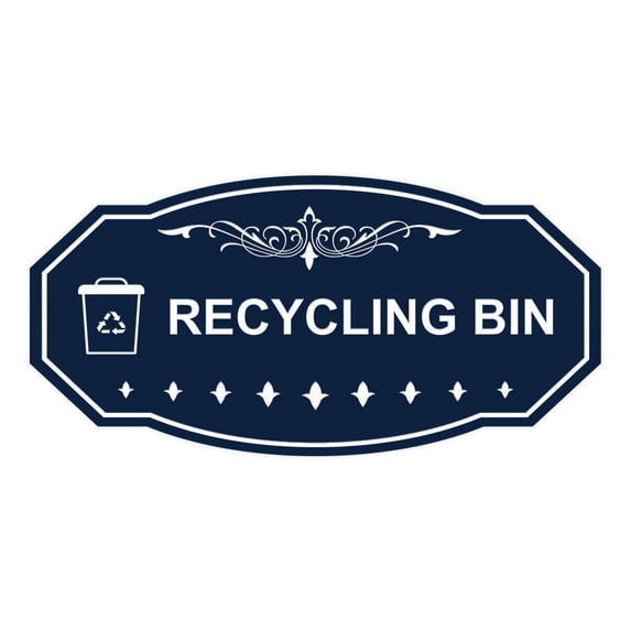 Signs ByLITA Victorian Recycling Bin Sign (Navy Blue / White) - Large