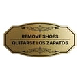 thumbnail image 1 of Signs ByLITA Victorian Remove Shoes- Quitarse los zapatos Bilingual Sign (Brushed Gold) - Large, 1 of 7