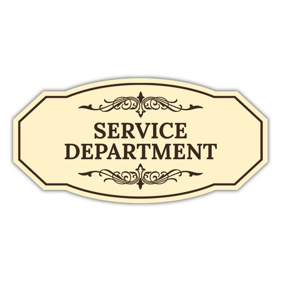 Signs ByLITA Victorian Service Department Graphic Sign (Ivory/Dark Brown) - Large