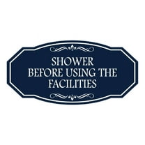 Signs ByLITA Victorian Shower Before Using the Facilities Sign (Navy Blue / White) - Large