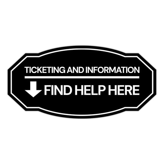 Signs ByLITA Victorian Ticketing and Information Find Help Here ABS Plastic | Laser Engraved | Easy Installation | Elegant Design Sign (Black) - Small