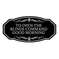 thumbnail image 1 of Signs ByLITA Victorian To Open the Blinds Command Good Morning Airbnb Sign (Black) - Medium, 1 of 6