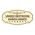 thumbnail image 1 of Signs ByLITA Victorian Unisex Restroom/ Baños Unisex Bilingual Sign (Ivory/Dark Brown) - Large, 1 of 7
