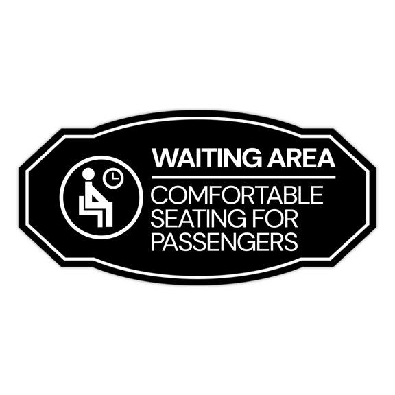 Signs ByLITA Victorian Waiting Area Comfortable Seating for Passengers ABS Plastic | Laser Engraved | Easy Installation | Elegant Design Sign (Black) - Small
