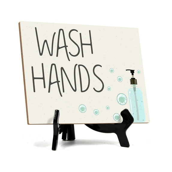Signs ByLITA Wash Hands, Hygiene Sign, 6" x 8" (White)