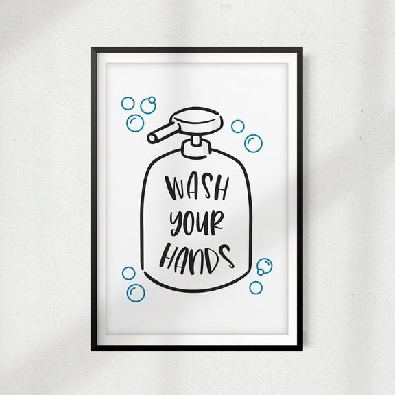 Signs ByLITA Wash Your Hands 5" x 7" UNFRAMED Print Bathroom Décor, Quote Wall Art