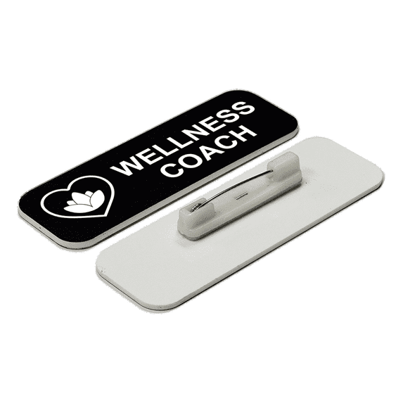 Signs ByLITA, Wellness Coach 1 x 3" Name Tag/Badge, Black, (3 Pack)
