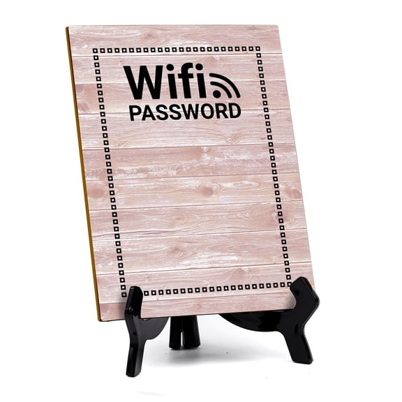 Signs ByLITA Wifi Password Dry Wipe | Versatile | eco-friendly signs with easy-to-clean surface | Perfect for menus, reservations, and more | Sleek design for any setting | 6x8" Table Sign With Easel