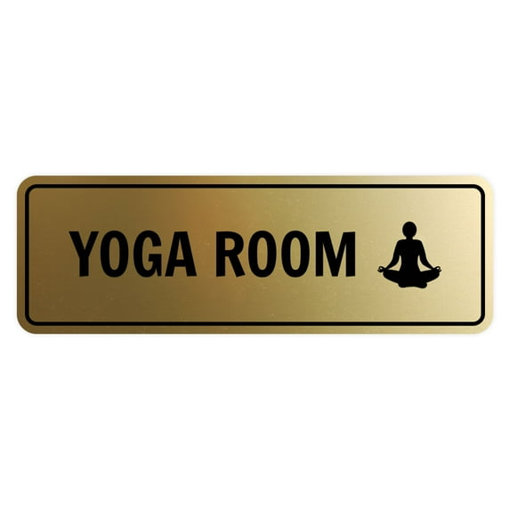 Signs ByLITA Yoga Room Door or Wall Sign Durable ABS Plastic | Laser Engraved | Easy Installation | Elegant Design Sign (Brushed Gold) - Small