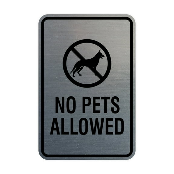 Signs ByLita Classic Framed No Pets Allowed Sign (Brushed Silver) - Large
