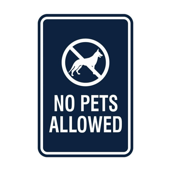 Signs ByLita Classic Framed No Pets Allowed Sign (Navy Blue / White) - Medium