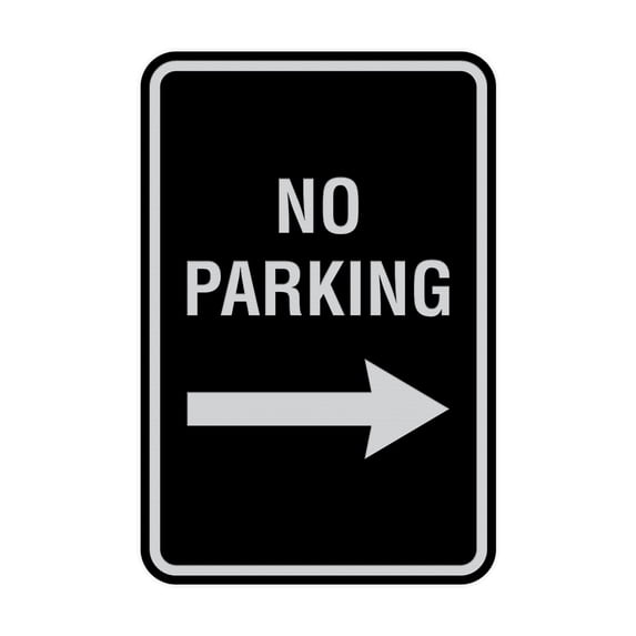 Signs ByLita Designer No Parking Sign (Black / Silver) - Large
