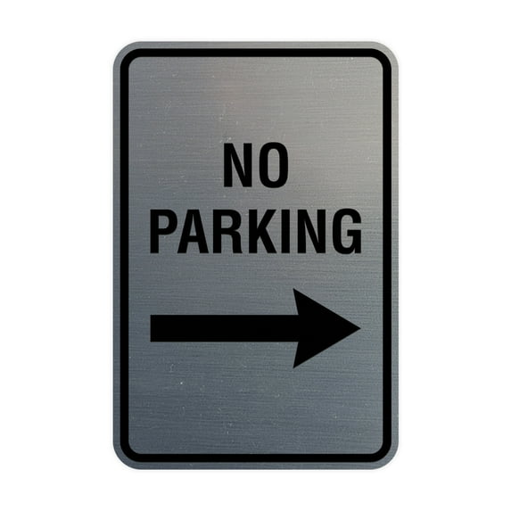 Signs ByLita Designer No Parking Sign (Brushed Silver) - Medium