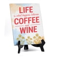 thumbnail image 1 of Signs ByLita Life is what happens between coffee and wine, Blue Watercolor Table Sign (6 x 8"), 1 of 4